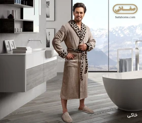 حوله تن پوش مردانه طرح جگوار خاکی پودایران