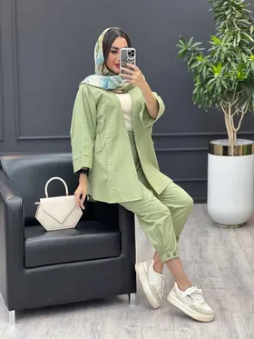 ست مانتو و شلوار دو جیب پاکتی