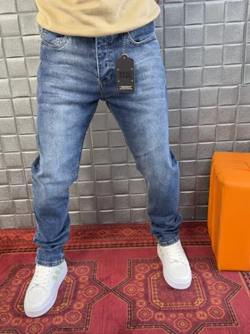 شلوار جین مردانه اسلیم فیت RAF SIMONS آبی ساده 002