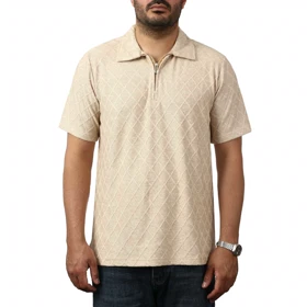 پولوشرت آستین کوتاه نیم زیپ مردانه تن کوک مدل 151459