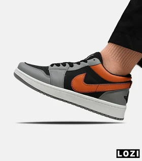 کفش کتانی مردانه طوسی مشکی نارنجی نایک NIKE jordan 1