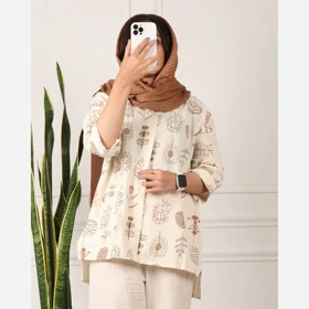 تونیک زنانه لینن طرح برگ