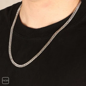 گردنبند نقره مردانه کارتیه دوبل کد 0251227