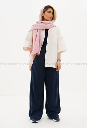 شومیز لینن آستین کوتاه کد1005631