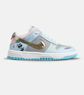 کفش کتانی مردانه و زنانه آبی طوسی طلایی نایک NIKE Dunk Low Remastered