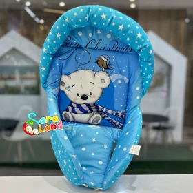 آغوش سوئیسی پسرانه طرح خرس و شالگردن آبی