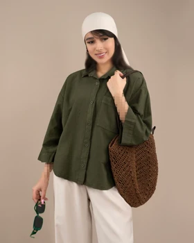 شومیز تک جیب سبز کد 29897