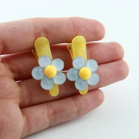 گیره مو دخترانه طرح گلی (زرد)