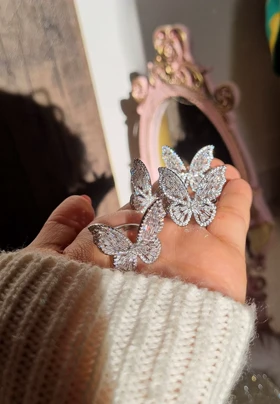 انگشتر جواهری پروانه فری سایز