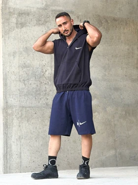 هودی کلاهدار ورزشی نیم زیپ NIKE سرمه ای