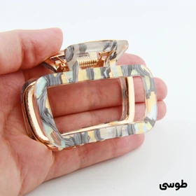 کلیپس دخترانه فلزی مدل مربعی آبرنگی (طوسی)