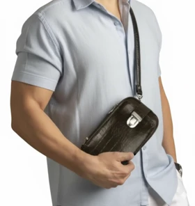 کیف دوشی مردانه چرم طبیعی آگرین