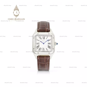 ساعت مچی کارتیه دومونت بند چرمی قهوه ای قاب استیل Cartier
