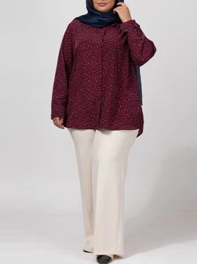 تونیک زنانه سایز بزرگ کرپ طرحدار آستین بلند 50103