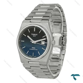 ساعت PRX تیسوت پاورماتیک مردانه نقره ای صفحه سرمه ای دورنگ Tissot-8049-G