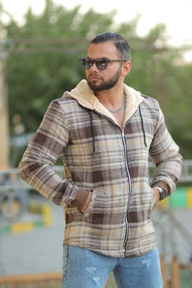 سویشرت چهارخانه کلاهدار 6104