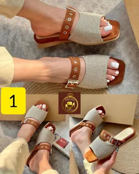 صندل اسلیپر دمپایی زنانه کمربندی کنفی