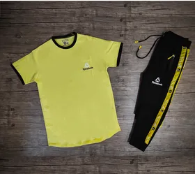 ست تیشرت آستین کوتاه و شلوار REEBOK رنگ زرد