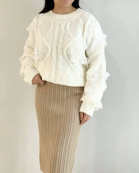 پلیور بافت سرشانه توری گرماژ بالا کد 5225