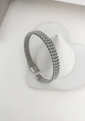 بنگل دستبند زنانه سیلور حصیری و گره817