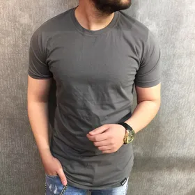 تیشرت ساده یقه گرد رنگ زغالی Bershka