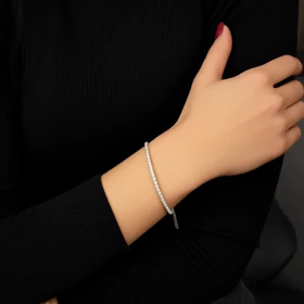 نیم ست نقره دخترانه و زنانه مدل تنیسی قلب دار دو تکه