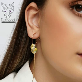 گوشواره آویز سوارسکی طلایی قلبی