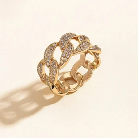 انگشتر ژوپینگ طرح زنجیری (کوبان/کارتیه) نگین‌دار