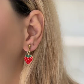 گوشواره توت فرنگی میناکاری