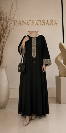 کفتان زنانه جلو خرجکار مشکی سایه