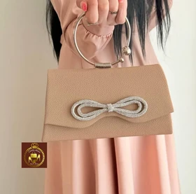 کیف دستی مجلسی زنانه نگینی دسته فلزی