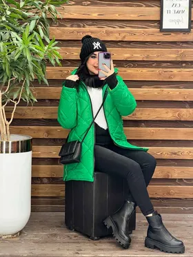 کاپشن لوزی دوزی بغل دکمه