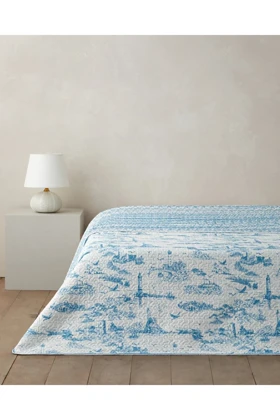 پتو چندمنظوره دو نفره English Home مدل Seaside Serenity پلی‌استر - آبی
