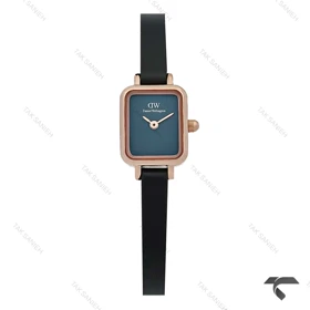 ساعت DW مینی مستطیلی رزگلد صفحه سرمه ای مهندسی بند چرم DW-10702-L
