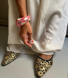 بنگل میناکاری پهن دفرمه وارداتی