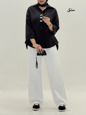 4154-شومیز سیلک فندی