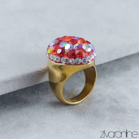 انگشتر سواروسکی با نگین های قرمز 30101