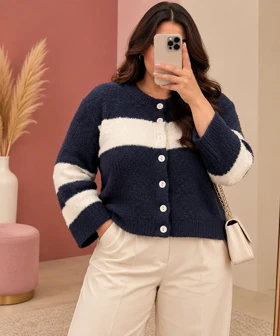 ژاکت بافت کلاسیک نوا کد 6028 (سبز زیتونی)