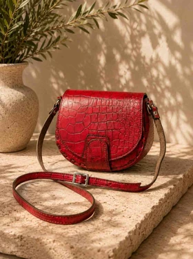 کیف چرم فنجول قرمز آلبالویی ابر و بادی سنگی چرم اصل گاوی