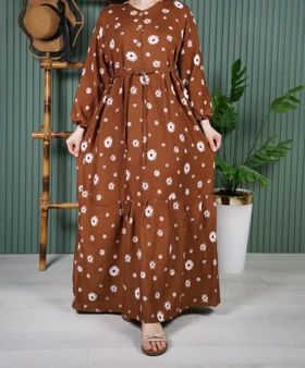 پیراهن ساحلی زنانه جلو دکمه بابونه R7731