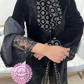 مانتو مخمل مجلسی مزونی بلند