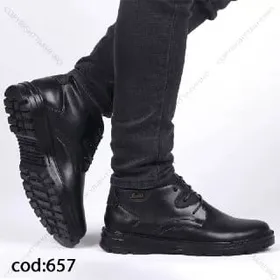 بوت تمام مشکی چرم مردانه - کد 657(Tb4)