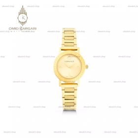 ساعت مچی ورساچه دورحکاکی بند طلایی صفحه طلایی Versace