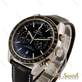 ساعت امگا اسپیدمستر مردانه نقره ای مشکی بند چرم Omega-5217-G