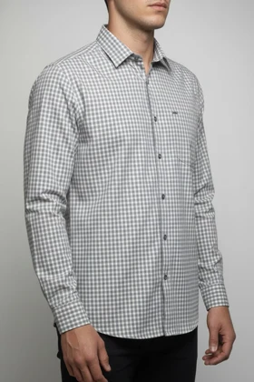 پیراهن مردانه چهارخانه آستین بلند نخ پنبه شیک 411