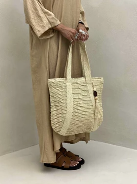 کیف حصیری منگوله‌دار
