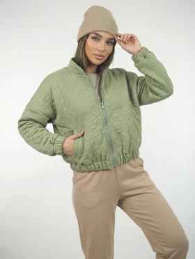 بامبر یقه سه سانت فریال پفکی جلو زیپ پایین کش