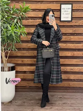 پالتو چهارخونه بلند شش دکمه