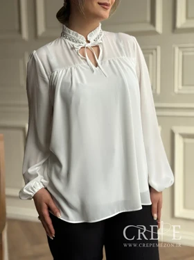 شومیز یقه سنگدوزی بندی