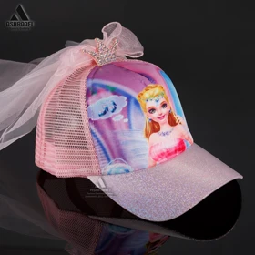 کلاه دخترانه تور دار Baseball Cap HA104 (صورتی)